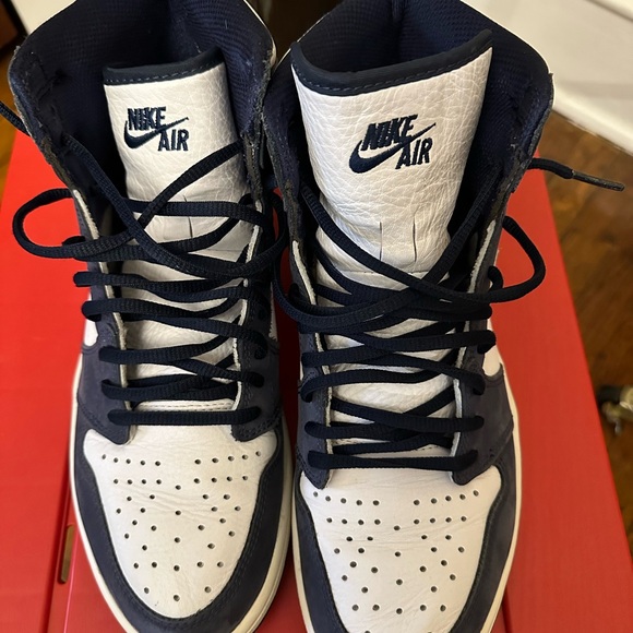 Navy Air Jordan 1 High OG Sneakers - Picture 4 of 11